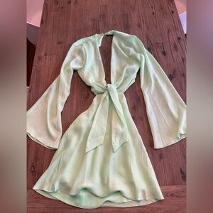 Elegant Mint Green Tie-Front Dress
